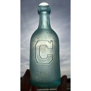 Antique Aqua Blue Squat Soda Bottle J Casper Lancaster PA Pennsylvania Pontil